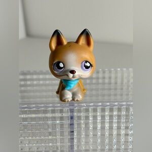 Vintage Littlest Pet Shop German Shepherd with Blue Bandana